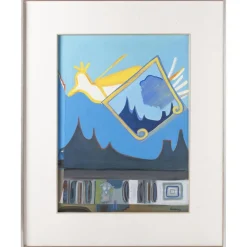Mário Cesariny, Komposition mit Vogel, 20. Jh., Acryl auf Papier
