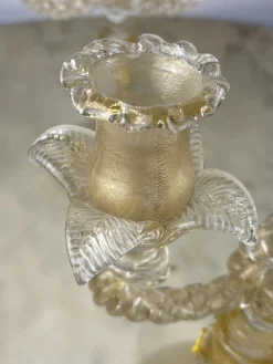 Murano Glas Kandelaber im Stil von Barovier & Toso, Italien, 1960er, 2er Set