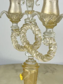 Murano Glas Kandelaber im Stil von Barovier & Toso, Italien, 1960er, 2er Set