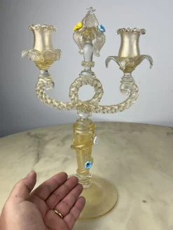 Murano Glas Kandelaber im Stil von Barovier & Toso, Italien, 1960er, 2er Set