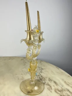 Murano Glas Kandelaber im Stil von Barovier & Toso, Italien, 1960er, 2er Set
