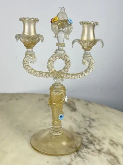 Murano Glas Kandelaber im Stil von Barovier & Toso, Italien, 1960er, 2er Set