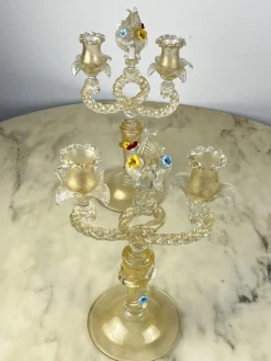 Murano Glas Kandelaber im Stil von Barovier & Toso, Italien, 1960er, 2er Set