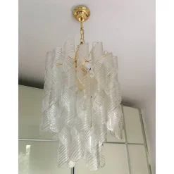 Murano Glas Kronleuchter Virgola im Stil von Venini, Italien