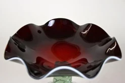 Murano Glas Tafelaufsatz mit dunkelroter Schale, Italien, 1970er