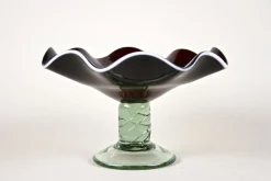 Murano Glas Tafelaufsatz mit dunkelroter Schale, Italien, 1970er