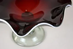 Murano Glas Tafelaufsatz mit dunkelroter Schale, Italien, 1970er