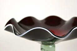 Murano Glas Tafelaufsatz mit dunkelroter Schale, Italien, 1970er