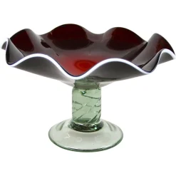Murano Glas Tafelaufsatz mit dunkelroter Schale, Italien, 1970er