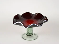 Murano Glas Tafelaufsatz mit dunkelroter Schale, Italien, 1970er