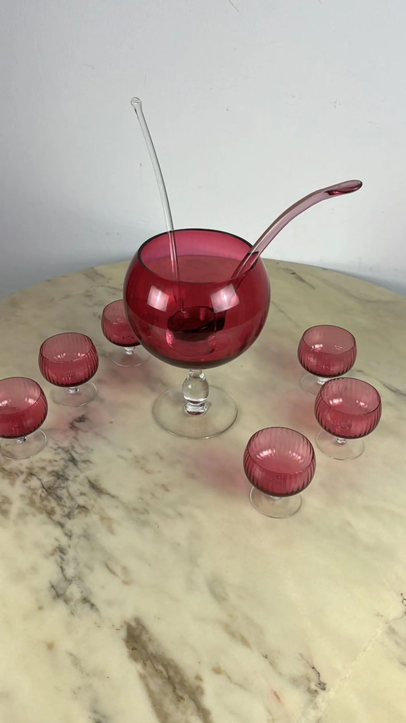 Murano Sangria Glas Set, Italien, 1940er, 9 . Set