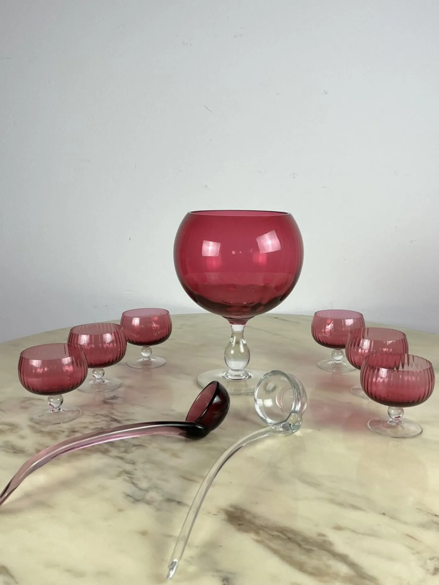 Murano Sangria Glas Set, Italien, 1940er, 9 . Set