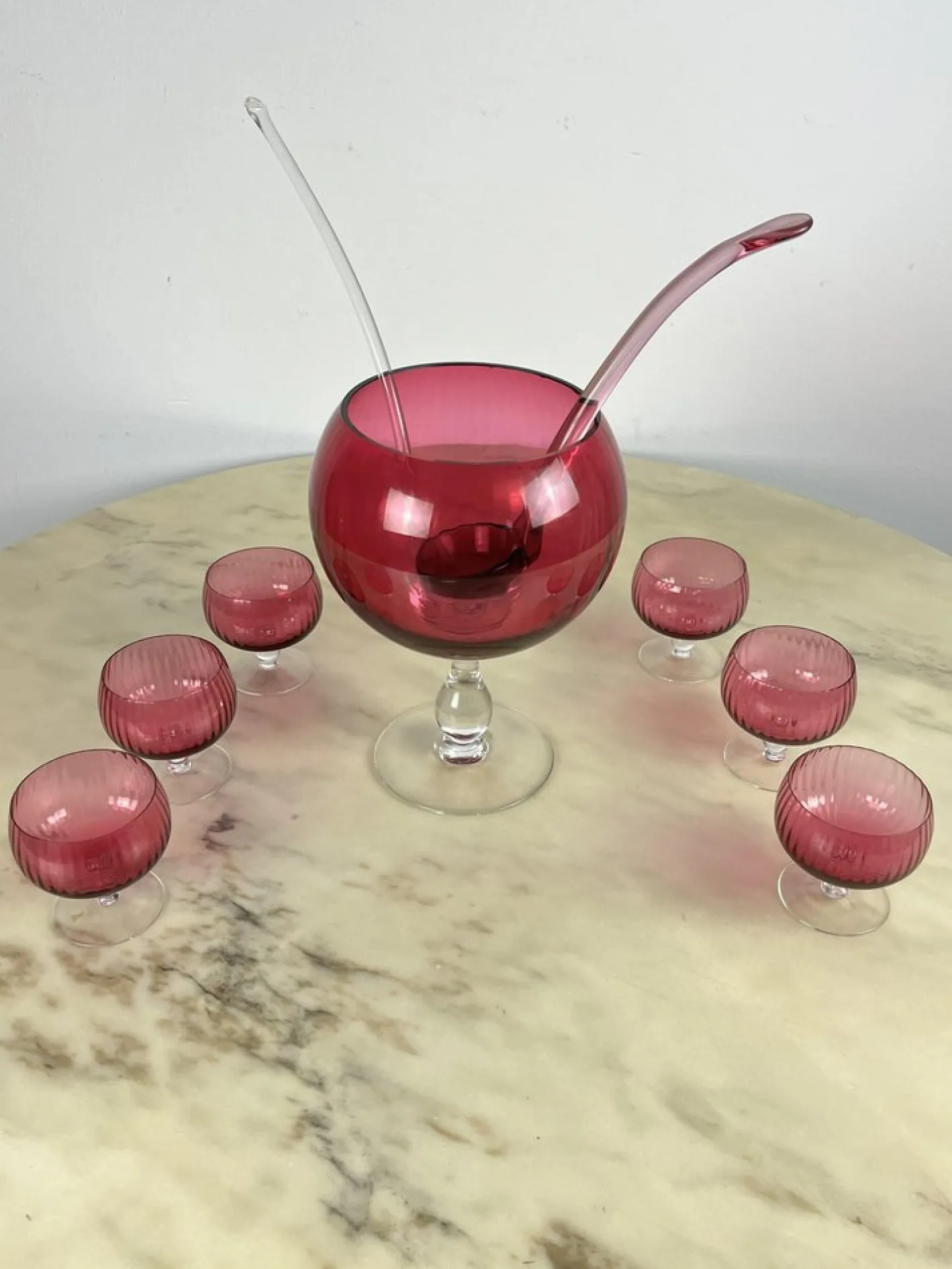 Murano Sangria Glas Set, Italien, 1940er, 9 . Set