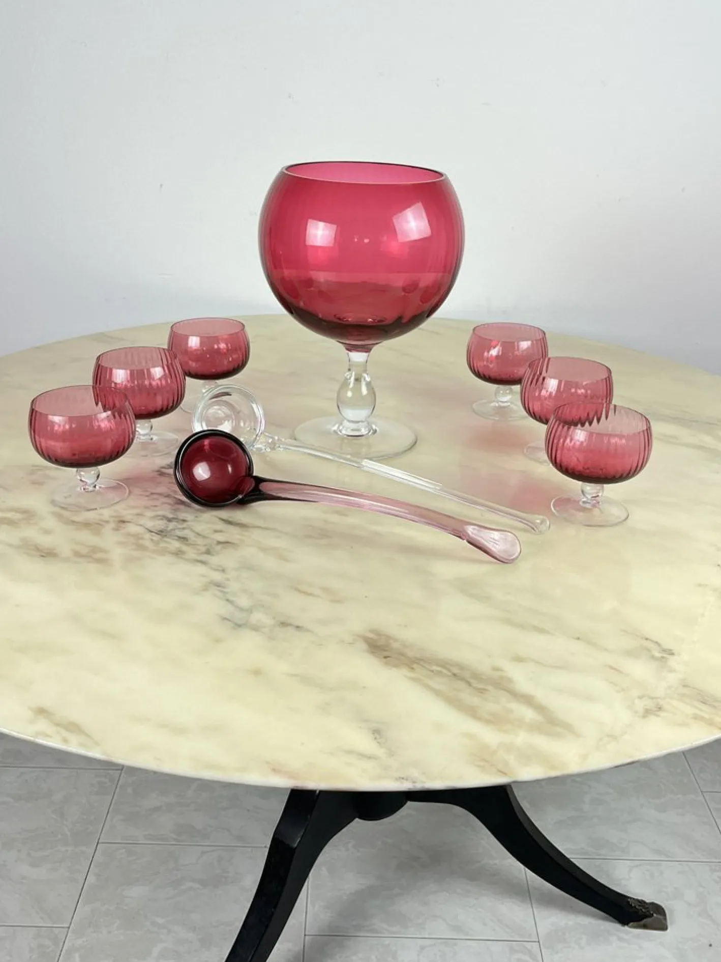 Murano Sangria Glas Set, Italien, 1940er, 9 . Set