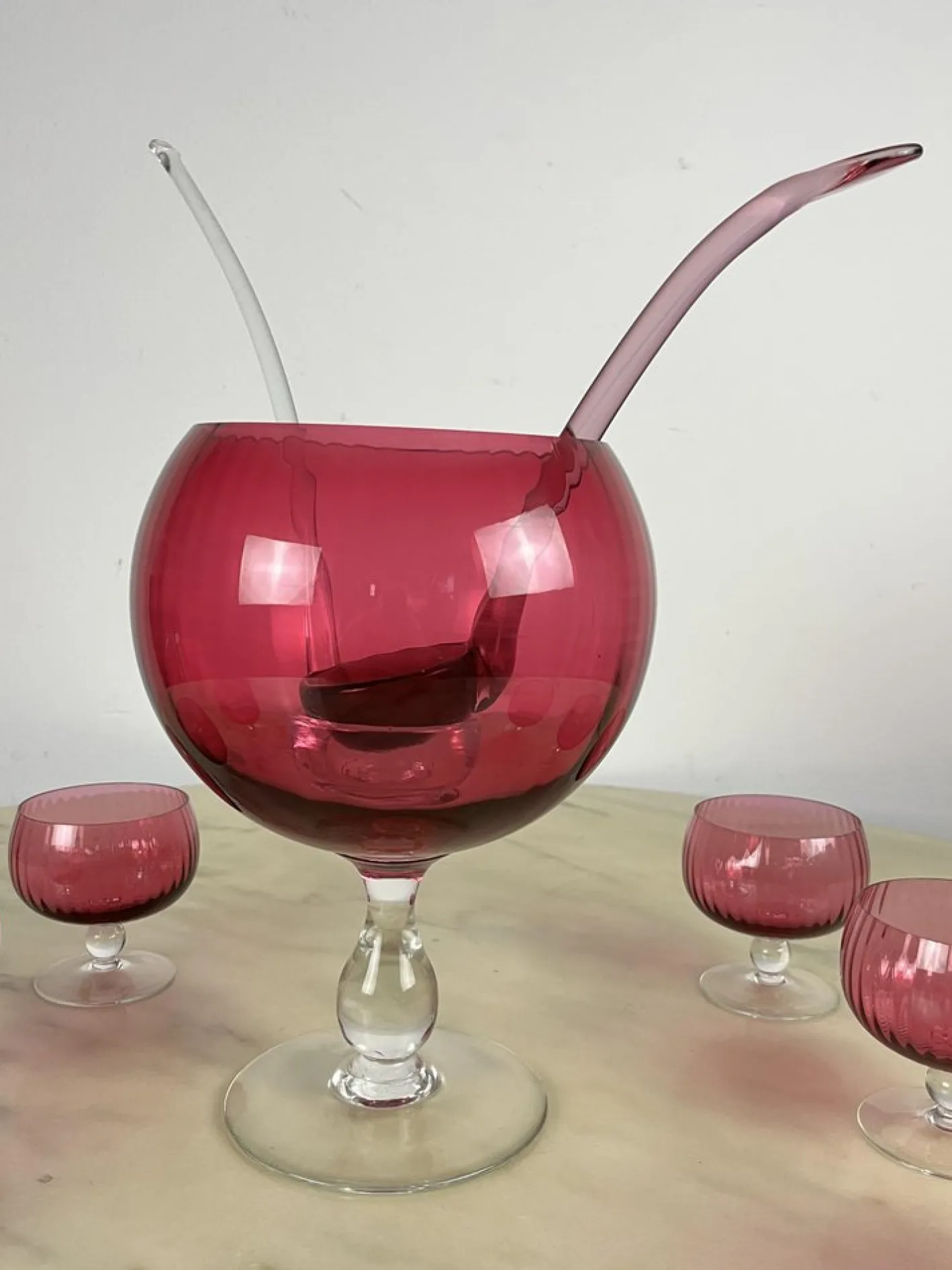 Murano Sangria Glas Set, Italien, 1940er, 9 . Set