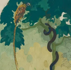 M. Wiegand, Die Schlange und der Fasan, 20. Jh., Gouache