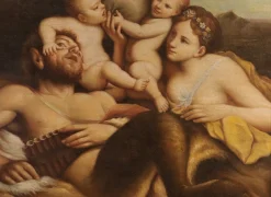 Nachfolger von Pietro Liberi, Faun Nymphe Putti Free, 1700, Öl auf Leinwand