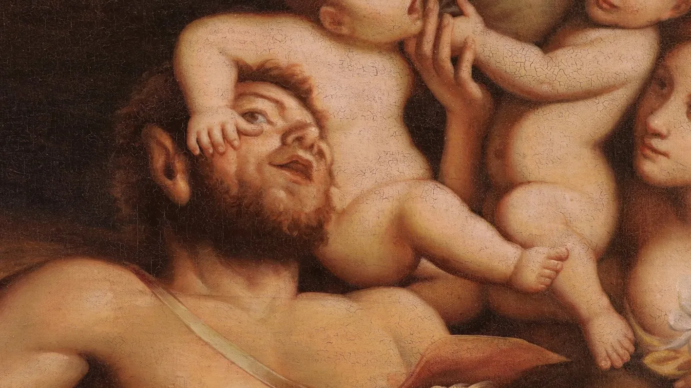 Nachfolger von Pietro Liberi, Faun Nymphe Putti Free, 1700, Öl auf Leinwand