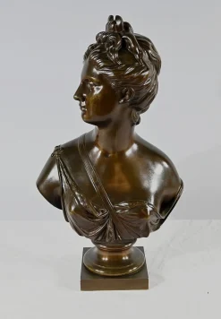 Nach Houdon, Diana die Jägerin, Ende 19. Jh., Bronze
