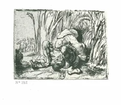 Nach Rembrandt, Der Mönch im Kornfeld, Radierung, 19. Jh.