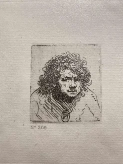 Nach Rembrandt, Selbstbildnis Büste, Radierung, 19. Jh