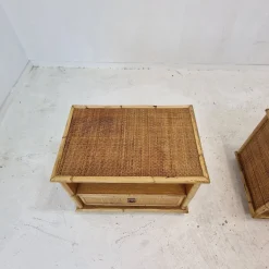 Nachttische aus Bambus & Rattan Nachttische von Dal Vera, Italien, 1970er, 2er Set