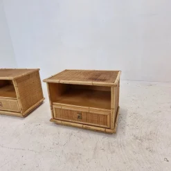 Nachttische aus Bambus & Rattan Nachttische von Dal Vera, Italien, 1970er, 2er Set