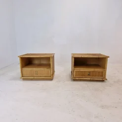 Nachttische aus Bambus & Rattan Nachttische von Dal Vera, Italien, 1970er, 2er Set