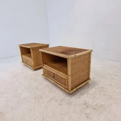 Nachttische aus Bambus & Rattan Nachttische von Dal Vera, Italien, 1970er, 2er Set