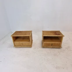 Nachttische aus Bambus & Rattan Nachttische von Dal Vera, Italien, 1970er, 2er Set