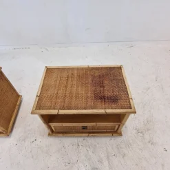Nachttische aus Bambus & Rattan Nachttische von Dal Vera, Italien, 1970er, 2er Set