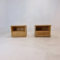 Nachttische aus Bambus & Rattan Nachttische von Dal Vera, Italien, 1970er, 2er Set