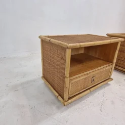 Nachttische aus Bambus & Rattan Nachttische von Dal Vera, Italien, 1970er, 2er Set