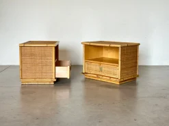 Nachttische aus Korbgeflecht & Bambus von Dal Vera, 1970er, 2er Set