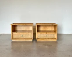 Nachttische aus Korbgeflecht & Bambus von Dal Vera, 1970er, 2er Set