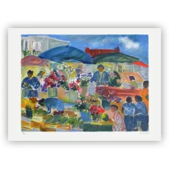 Nancy Delouis, Scène De Marché, 1990, Lithographie