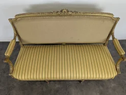 Napoleon III Louis XVI Sofa aus vergoldetem Holz