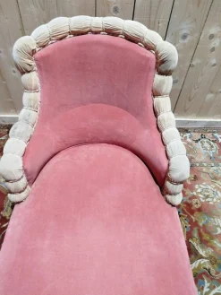 Napoleon III Samt-Chaiselongue in Rosa