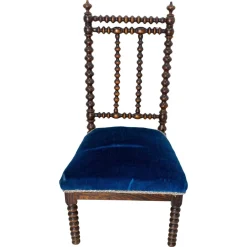 Napoleon III Stuhl aus gedrechselter Buche & Samt für Kinder, 1880er