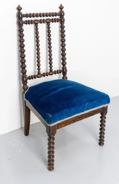 Napoleon III Stuhl aus gedrechselter Buche & Samt für Kinder, 1880er