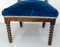 Napoleon III Stuhl aus gedrechselter Buche & Samt für Kinder, 1880er