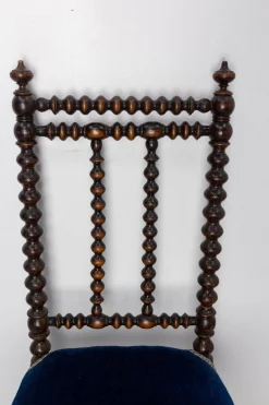 Napoleon III Stuhl aus gedrechselter Buche & Samt für Kinder, 1880er