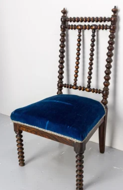 Napoleon III Stuhl aus gedrechselter Buche & Samt für Kinder, 1880er
