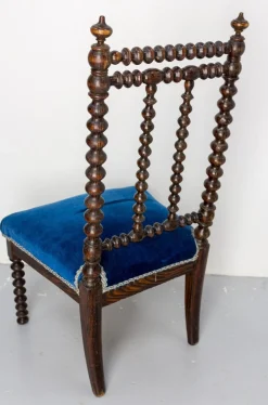Napoleon III Stuhl aus gedrechselter Buche & Samt für Kinder, 1880er