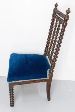 Napoleon III Stuhl aus gedrechselter Buche & Samt für Kinder, 1880er