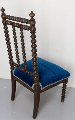 Napoleon III Stuhl aus gedrechselter Buche & Samt für Kinder, 1880er