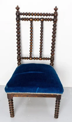 Napoleon III Stuhl aus gedrechselter Buche & Samt für Kinder, 1880er