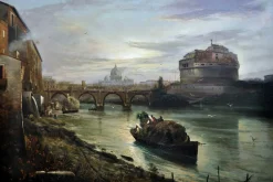 Neapel, Italienische Landschaft, Öl auf Leinwand, Gerahmt