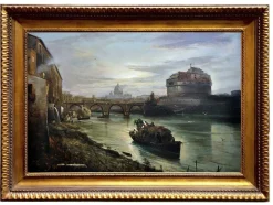 Neapel, Italienische Landschaft, Öl auf Leinwand, Gerahmt