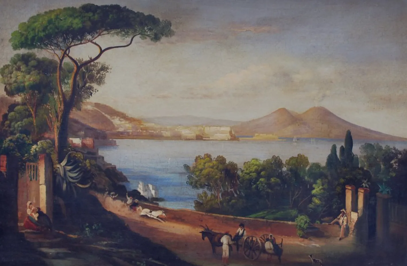 Neapel, Posillipo Schule, Italienische Landschaft, Öl auf Leinwand, Gerahmt